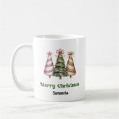 Luxury Leopard Christmas Trees Custom Name Mug コーヒーマグカップ (左)