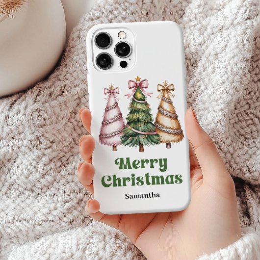 Luxury leopard pattern Christmas trees custom name Case-Mate iPhoneケース