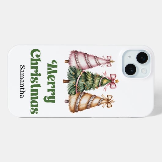 Luxury leopard pattern Christmas trees custom name Case-Mate iPhoneケース (裏面 (横))