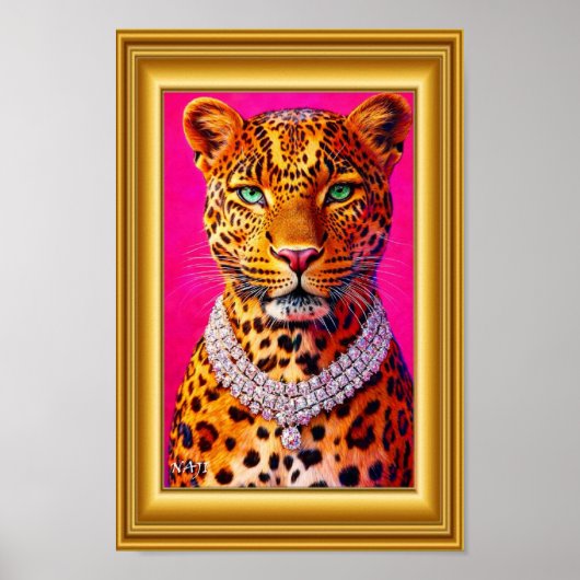 Luxury Leopard Portrait with Diamond Necklace – Bo ポスター (正面)