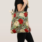 Luxury Leopard & Red Rose Pattern  トートバッグ (クローズアップ)