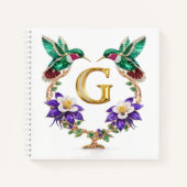 Luxury Letter G Wedding Hummingbird Monogram Gift ノートブック (正面)