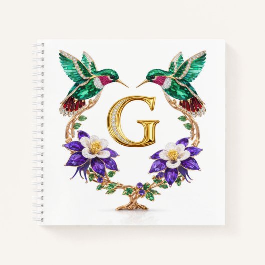 Luxury Letter G Wedding Hummingbird Monogram Gift ノートブック (正面)