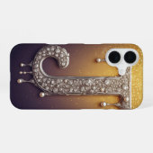 Luxury Letter J Monogram in Diamond, Pearl Gold iPhone 16ケース (裏面横)