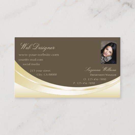 Luxury Light金ゴールドブラウン(写真とダイヤモンド) 名刺 (裏面)