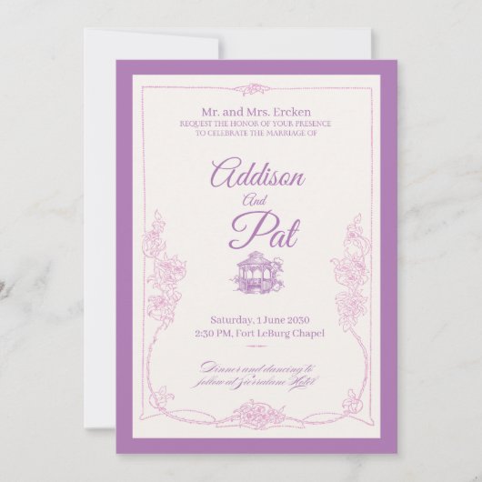 Luxury Light Purple wedding invitation 招待状 (正面)