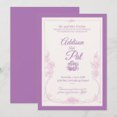 Luxury Light Purple wedding invitation 招待状 (正面/裏面)
