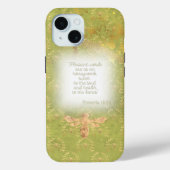 Luxury Lime Green Gold Bee Wreath Grid Scripture  Case-Mate iPhoneケース (裏面)