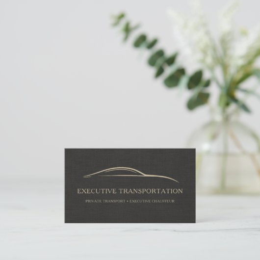 Luxury Linen Transport Car QR Code Black & Gold 名刺 (スタンド正面)