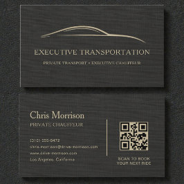 Luxury Linen Transport Car QR Code Black & Gold 名刺