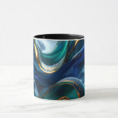 Luxury Liquid Gold & Blue Glass Mug マグカップ (中央)