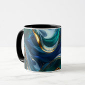 Luxury Liquid Gold & Blue Glass Mug マグカップ (正面左)