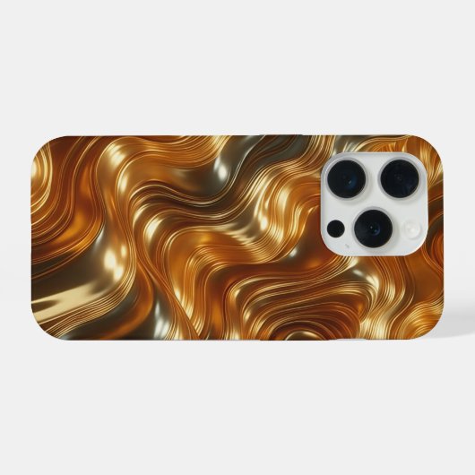 Luxury Liquid Gold Waves - Seamless Metallic Fluid iPhoneケース (裏面横)