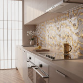 Luxury Liquid Gold & White Marble Design タイル
