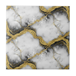 Luxury Liquid Gold White Marble Elegant タイル