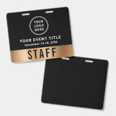 Luxury Logo Black Gold Event Access Pass バッジ (正面＆裏面)