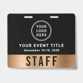 Luxury Logo Black Gold Event Access Pass バッジ (正面)