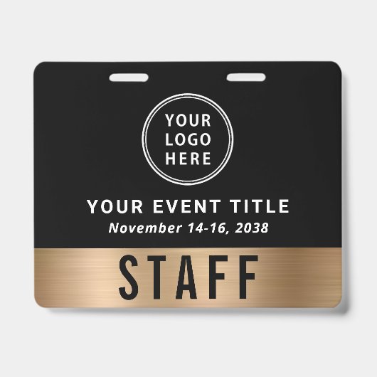 Luxury Logo Black Gold Event Access Pass バッジ (正面)