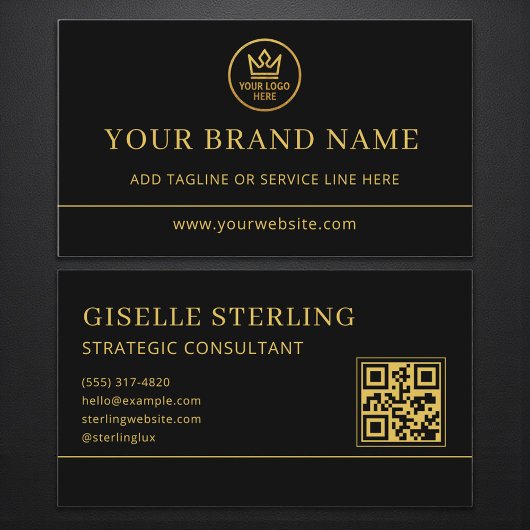 Luxury Logo Black Gold QR Code 名刺