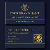 Luxury Logo Blue Gold QR Code 名刺