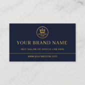 Luxury Logo Blue Gold QR Code 名刺 (正面)