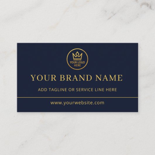 Luxury Logo Blue Gold QR Code 名刺 (正面)