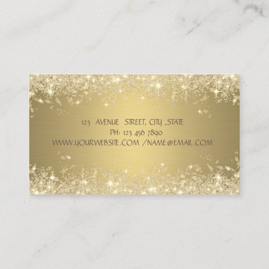 Luxury Lotus Flower Gold Glitter Dust Sage Green 名刺 (裏面)