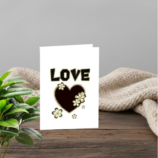 Luxury Love Card – Black Lace Heart & Floral Desig シーズンカード