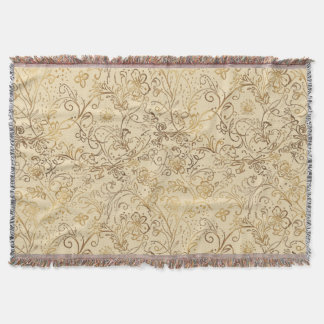 Luxury, Lovely Gold Flowers Pattern スローブランケット