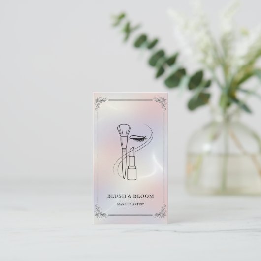 Luxury Makeup Artist with QR Code | Holographic 名刺 (スタンド正面)