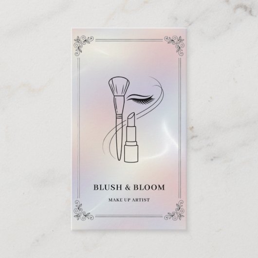 Luxury Makeup Artist with QR Code | Holographic 名刺 (正面)