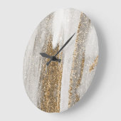 Luxury Marble Gold Strokes white and grey   ラージ壁時計 (傾斜)