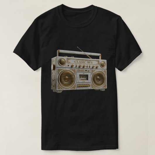 Luxury Marble & Gold Vintage 90s Boombox Radio Tシャツ (デザイン正面)