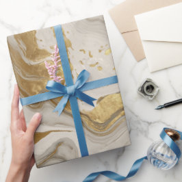 Luxury Marble Gold White Harmony Abstract Pattern ラッピングペーパー