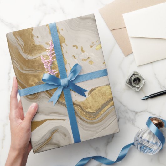 Luxury Marble Gold White Harmony Abstract Pattern ラッピングペーパー (ギフト)