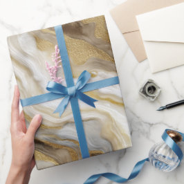 Luxury Marble Gold White Harmony Abstract Pattern ラッピングペーパー