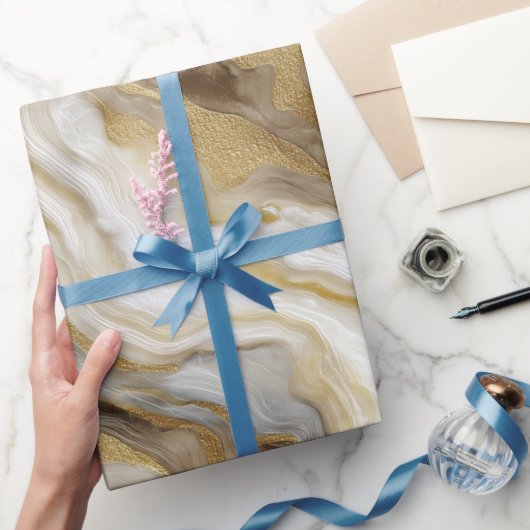 Luxury Marble Gold White Harmony Abstract Pattern ラッピングペーパー (ギフト)