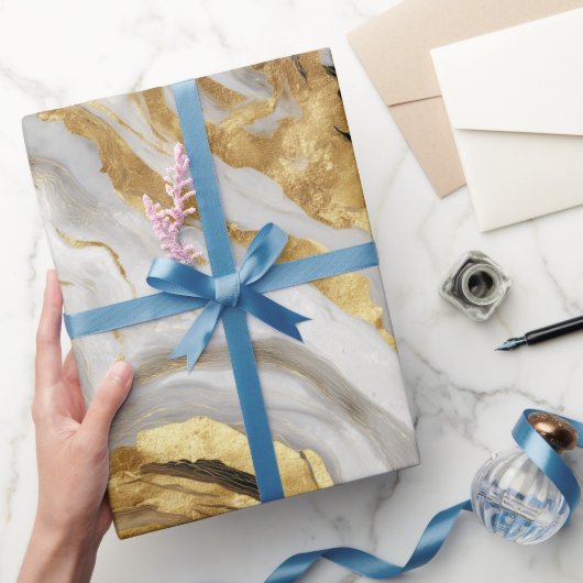 Luxury Marble Gold White Harmony Abstract Pattern ラッピングペーパー (ギフト)