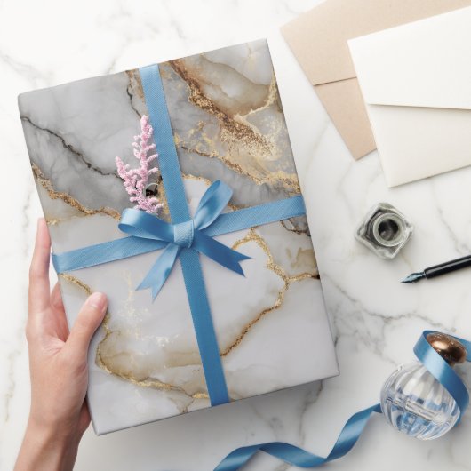 Luxury Marble Gold White Harmony Abstract Pattern ラッピングペーパー (ギフト)