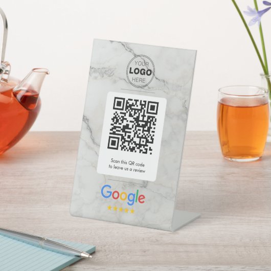 Luxury Marble Google Review QR Code Sign 台座サイン (インサイチュ)