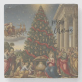Luxury Marble Nativity Christmas Tree Coaster ストーンコースター (正面)