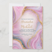 Luxury Marble Wedding Invitation Gold Pink Abstrac 招待状 (正面)