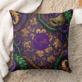 Luxury Mardi Gras Carnival Gold Fleur-de-Lis Bead  クッション (ブランケット)