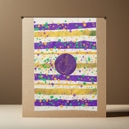 Luxury Mardi Gras Vibrant Purple Gold Green Stripe キッチンタオル