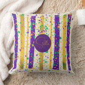 Luxury Mardi Gras Vibrant Purple Gold Green Stripe クッション (ブランケット)