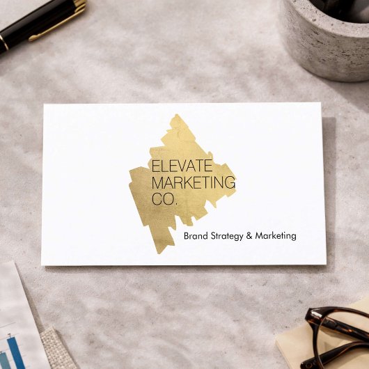 Luxury Marketing Consultant Gold Logo White 名刺
