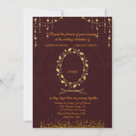 Luxury Maroon Gold Wedding Invitation | 招待状