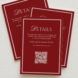 Luxury Maroon Wedding Details Qr Code エンクロージャーカード