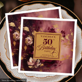 Luxury Marsala Blush Gold Flowers 50th Birthday 