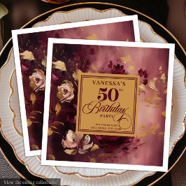 Luxury Marsala Blush Gold Flowers 50th Birthday 